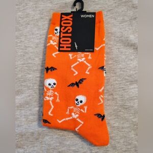 Hotsox Halloween Skeleton Orange Women's Socks "NWT